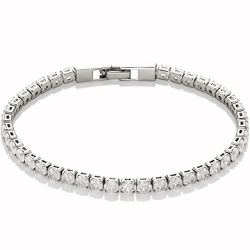 Stunning Sterling Silver Plated Tennis Bracelet for Women