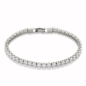 Stunning Sterling Silver Plated Tennis Bracelet for Women