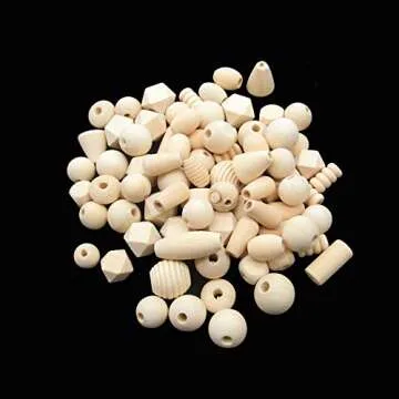 100g Assorted Natural Wooden Bead Wood Spacer Beads Unfinished Wood Loose Beads for Bracelet Necklace Jewelry Making DIY