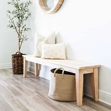 OrganiHaus Blanket Basket for Living Room 20x13, Extra Large Basket for Storage, Large Rope Basket for Storage, Shoe Basket Entryway, Large Woven Laundry Basket, Toy Basket Storage for Kids - Honey