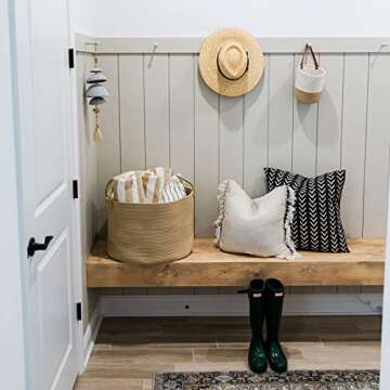 OrganiHaus Blanket Basket for Living Room 20x13, Extra Large Basket for Storage, Large Rope Basket for Storage, Shoe Basket Entryway, Large Woven Laundry Basket, Toy Basket Storage for Kids - Honey