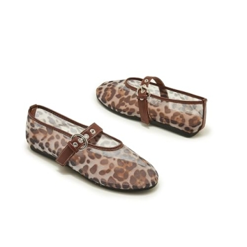 ATBELL Leopard Mesh Ballet Flats Women Comfortable Stylish