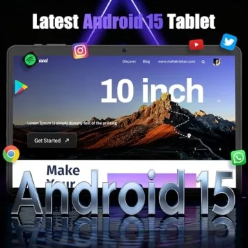 JJGJ 2025 Android 15 Tablet 2-in-1 with Keyboard & Mouse