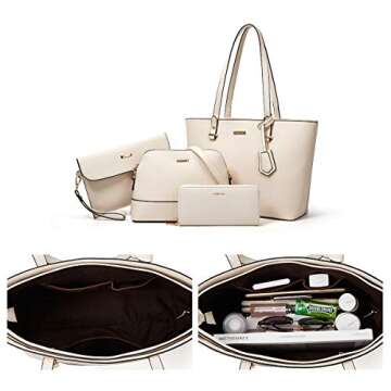 Women Fashion 4pcs Leather Handbags Set - Tote & Crossbody