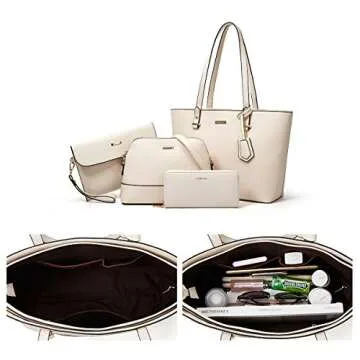 Women Fashion 4pcs Leather Handbags Set - Tote & Crossbody