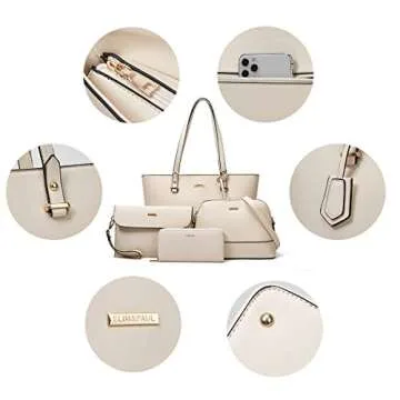 Women Fashion 4pcs Leather Handbags Set - Tote & Crossbody