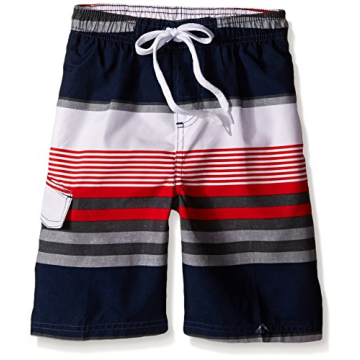 Kanu Surf Boys' Viper Quick Dry UPF 50+ Beach Swim Trunk, Optic Navy/Red, 5/6