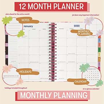 Ban.do 12 Month 2022 Medium Daily Academic Planner with Weekly and Monthly Calendars, Dated January ...