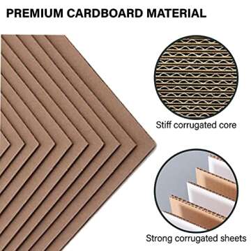 50 Packs 9x12 Inch Cardboard Sheets, Premium Brown Kraft Corrugated Cardboard Backing and Corrugated Inserts Bulk for Shipping, Mailing,T-Shirts, DIY Décor and Crafts