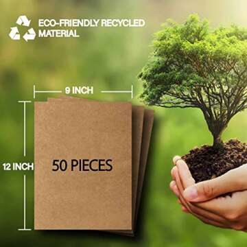 50 Packs 9x12 Inch Cardboard Sheets, Premium Brown Kraft Corrugated Cardboard Backing and Corrugated Inserts Bulk for Shipping, Mailing,T-Shirts, DIY Décor and Crafts
