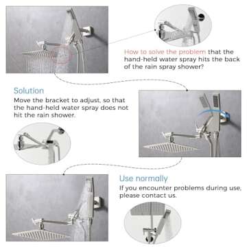 G-Promise All Metal 8 Inch Dual Square Shower Head with Handheld Combo, Rain Shower Head, Adjustable Extension Arm, Smooth 3-Way Diverter, 71 Inch Extra Long Hose - A Bathroom Upgrade (Brushed Nickel)