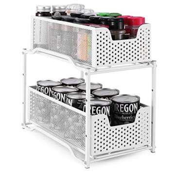 2 Pack - Simple Trending Stackable 2-Tier Under Sink Cabinet Organizer with Sliding Storage Drawer, ...