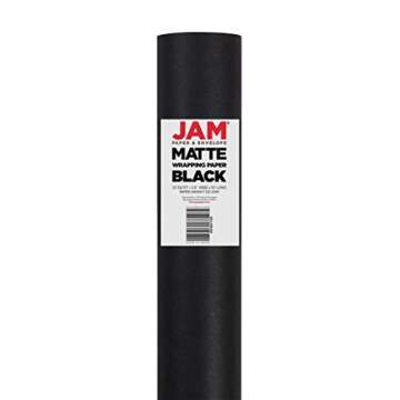 JAM Paper Gift Wrap - Matte Wrapping Paper - 25 Sq Ft (30 in x 10 Ft) - Matte Black - Roll Sold Individually