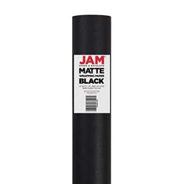 JAM Paper Gift Wrap - Matte Wrapping Paper - 25 Sq Ft (30 in x 10 Ft) - Matte Black - Roll Sold Individually