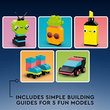 LEGO Classic Neon Fun Brick Box Set Creative Building Toy Kids 5+