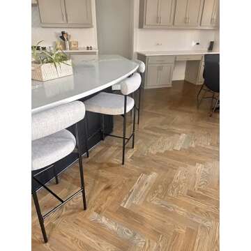 Nathan James Dahlia Counter Height Chair, Modern Barstool with Back, Mid-Century Metal Legs and Padded Cushion for Kitchen, Island and Bars, Light Grey/Black