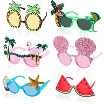 6 Pairs Novelty Party Sunglasses, Funny Luau Party Sunglasses Hawaiian Tropical Glasses Beach Themed...