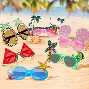 6 Pairs Fun Hawaiian Tropical Party Sunglasses