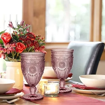 Kingrol Vintage Water Goblets - Elegant Drinkware Set