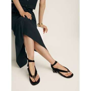 GTBINGGO Black Flat Sandals for Women Strappy Sandals Comfortable Dressy Beach Flip Flop Slides Thong Sandals for Women