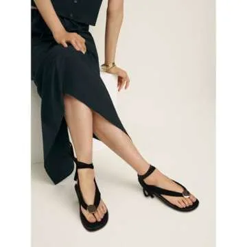 GTBINGGO Black Flat Sandals for Women Strappy Sandals Comfortable Dressy Beach Flip Flop Slides Thong Sandals for Women