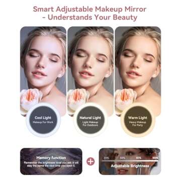 JUSRON Travel Makeup Bag With LED Mirror, Train Case with Light up Mirror, Portable Makeup Artist Or...