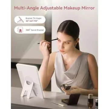 JUSRON Travel Makeup Bag With LED Mirror, Train Case with Light up Mirror, Portable Makeup Artist Organizer Bag with Adjustable Dividers, Makeup Brush Holder Storage (Pink, Large)