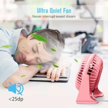 BESKAR USB Small Desk Fan - Portable Fans with 3 Speeds Strong Airflow, Quiet Operation and 360°Rotate, Personal Table Fan for Home,Office, Bedroom - 3.9 ft Cord
