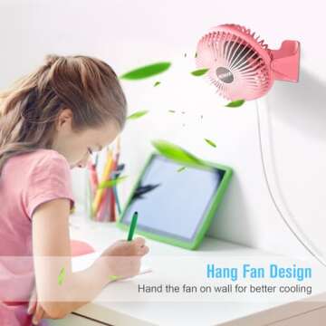 BESKAR USB Small Desk Fan - Portable Fans with 3 Speeds Strong Airflow, Quiet Operation and 360°Rotate, Personal Table Fan for Home,Office, Bedroom - 3.9 ft Cord