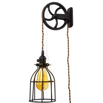 Rustic State Halat Cast Iron Vintage Industrial Wheel Farmhouse Wall Mount Pulley 6.75 Inch Diameter...