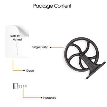 Rustic State Halat Cast Iron Vintage Industrial Wheel Farmhouse Wall Mount Pulley 6.75 Inch Diameter for Custom Make Lamp Pendant Fixtures Black