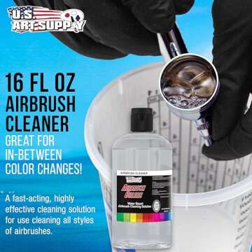 U.S. Art Supply Airbrush Cleaner, 16-Ounce Pint Bottle - Fast Acting Cleaning Solution, Quickly Remo...