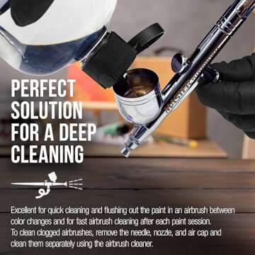 U.S. Art Supply Airbrush Cleaner, 16-Ounce Pint Bottle - Fast Acting Cleaning Solution, Quickly Remove Water-Based Acrylic Paint, Watercolor, Makeup - Clean Clogged Airbrushes, Brushes, Artist Tools