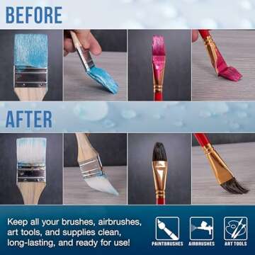 U.S. Art Supply Airbrush Cleaner, 16-Ounce Pint Bottle - Fast Acting Cleaning Solution, Quickly Remove Water-Based Acrylic Paint, Watercolor, Makeup - Clean Clogged Airbrushes, Brushes, Artist Tools