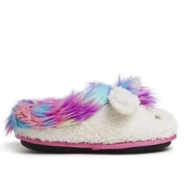 Dearfoams Easter Basket Stuffers Gifts for Kids Washable Animal Critter Slippers, Multi Unicorn, 2-3 Big Kid