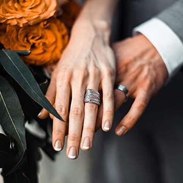 Mytys 2 Tone Intertwined Crossover Statement Ring Fashion Chunky Band Rings for Women Black Gold Silver Rose Gold Plated Wide Index Finger Rings Costume Jewelry (silver size 8)