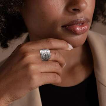 Mytys 2 Tone Intertwined Crossover Statement Ring Fashion Chunky Band Rings for Women Black Gold Silver Rose Gold Plated Wide Index Finger Rings Costume Jewelry (silver size 8)