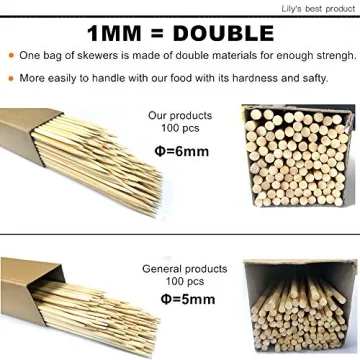 HOPELF 30" Bamboo Skewers for Kabobs and BBQ
