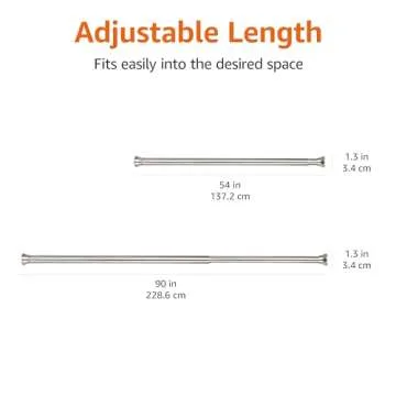 Amazon Basics Tension Curtain Rod, Adjustable 54-90" Width - Nickel, Classic Finial