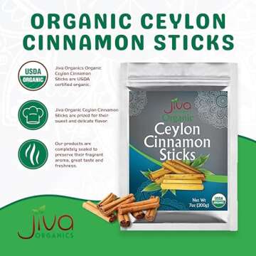 Organic Ceylon Cinnamon Sticks 7 Ounce Bag from Sri Lanka | Raw, Vegan, Non-GMO | ~45 sticks, 3 inch...