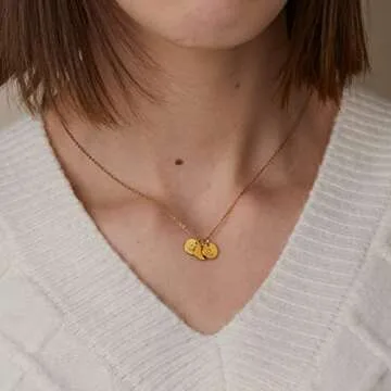 Custom Tiny Coin Initial Necklace, Personalized Dainty Jewelry for Women, Handmade Gift for Her, Mother’s Day, Birthday, or Mother's Day Gifts – TCN