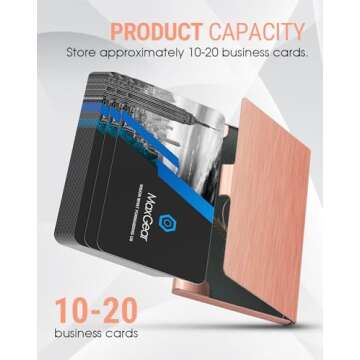 MaxGear Metal Business Card Holder for Men & Women, Professional Stainless Steel Card Case for Business Cards, Slim Purse Name Cards Holders Wallet with Interior Lining, Buckle Style Shut, Rose Gold