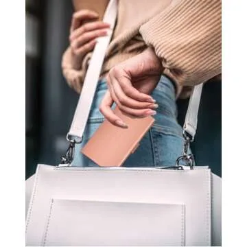 MaxGear Metal Business Card Holder for Men & Women, Professional Stainless Steel Card Case for Business Cards, Slim Purse Name Cards Holders Wallet with Interior Lining, Buckle Style Shut, Rose Gold