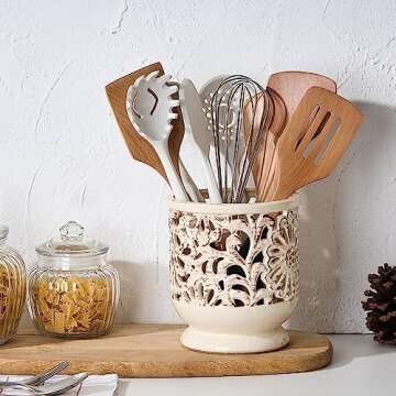 Charming Farmhouse Kitchen Utensil Holder for Counters