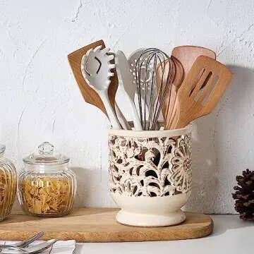 Charming Farmhouse Kitchen Utensil Holder for Counters