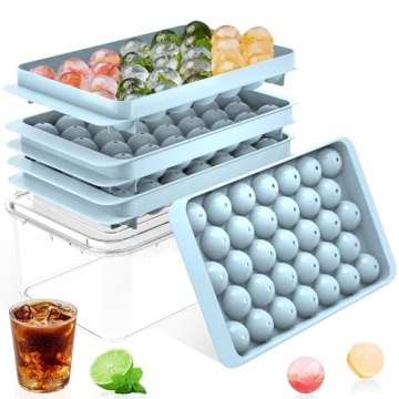 Ice Cube Tray with Lid and Bin - Perfect Round Ice Balls