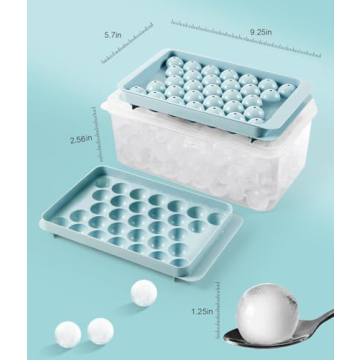 Ice Cube Tray with Lid and Bin - Perfect Round Ice Balls