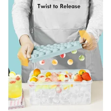 Ice Cube Tray with Lid and Bin - Perfect Round Ice Balls