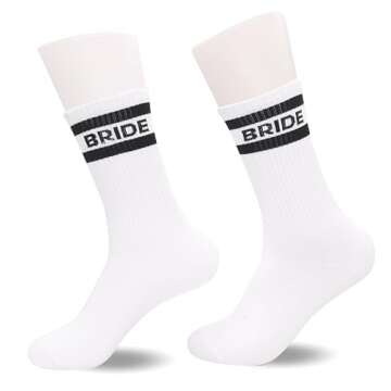Team Bride Socks, Bride Socks, Bridesmaid Gifts For Women, Wedding Gifts, Wedding Party Gift.(117) (White Bride 150)