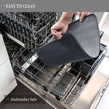 Reopet Waterproof Pet Feeding Mat with High Raised Edges, Heavier and Thicker Placemats for Cat Dog Water Bowl with BPA Free, Dogs Cats Food Mats for Messy Drinkers to Prevent Spill and Protect Floors